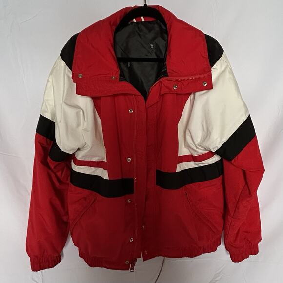 Vintage CB Sports Thinsulate Jacket Mens medium Full Zip/Button -Red Black White - Picture 9 of 15